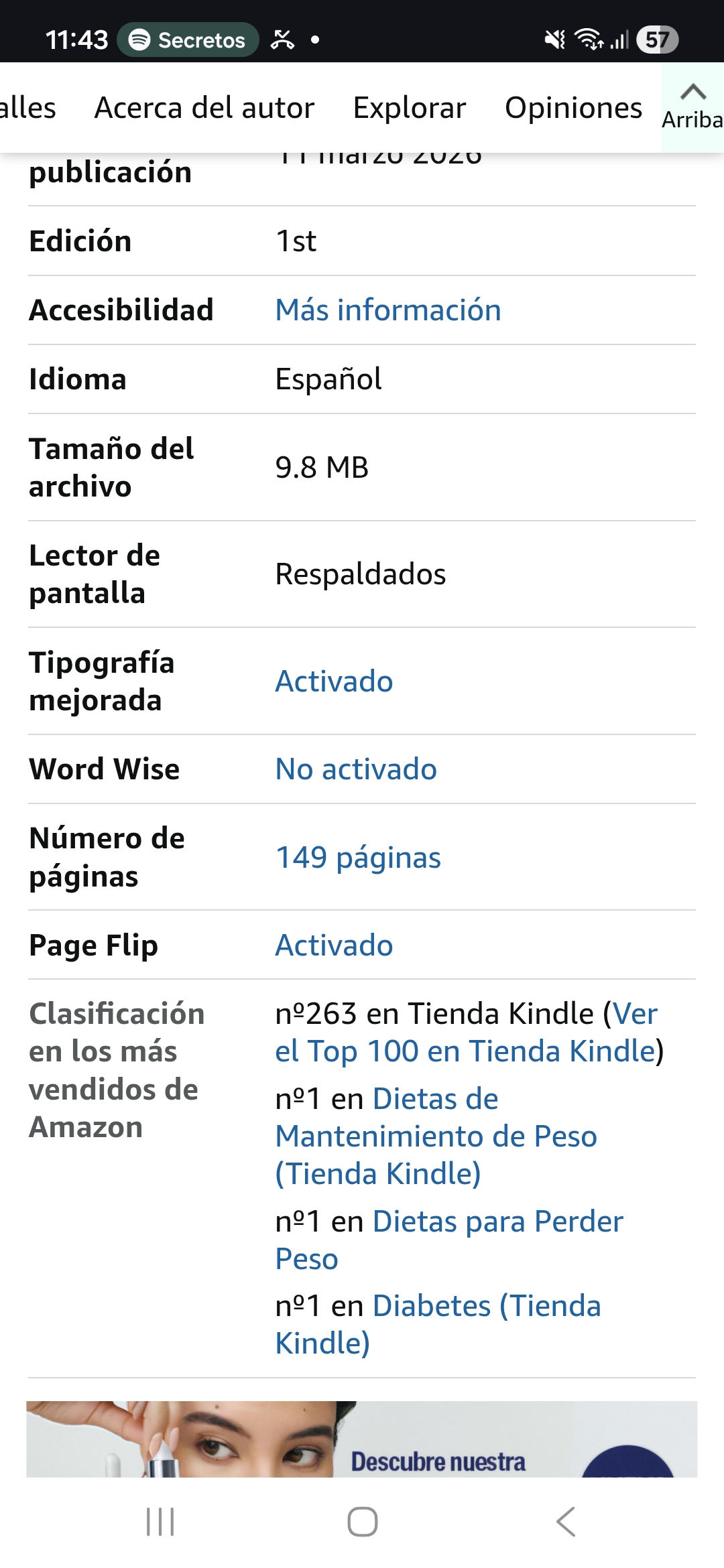 Amazon — Clasificación #1 en tres categorías Kindle